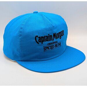 Vintage Captain Morgan Original Spiced Rum Snapback Hat Cap Blue VTG Retro 90s
